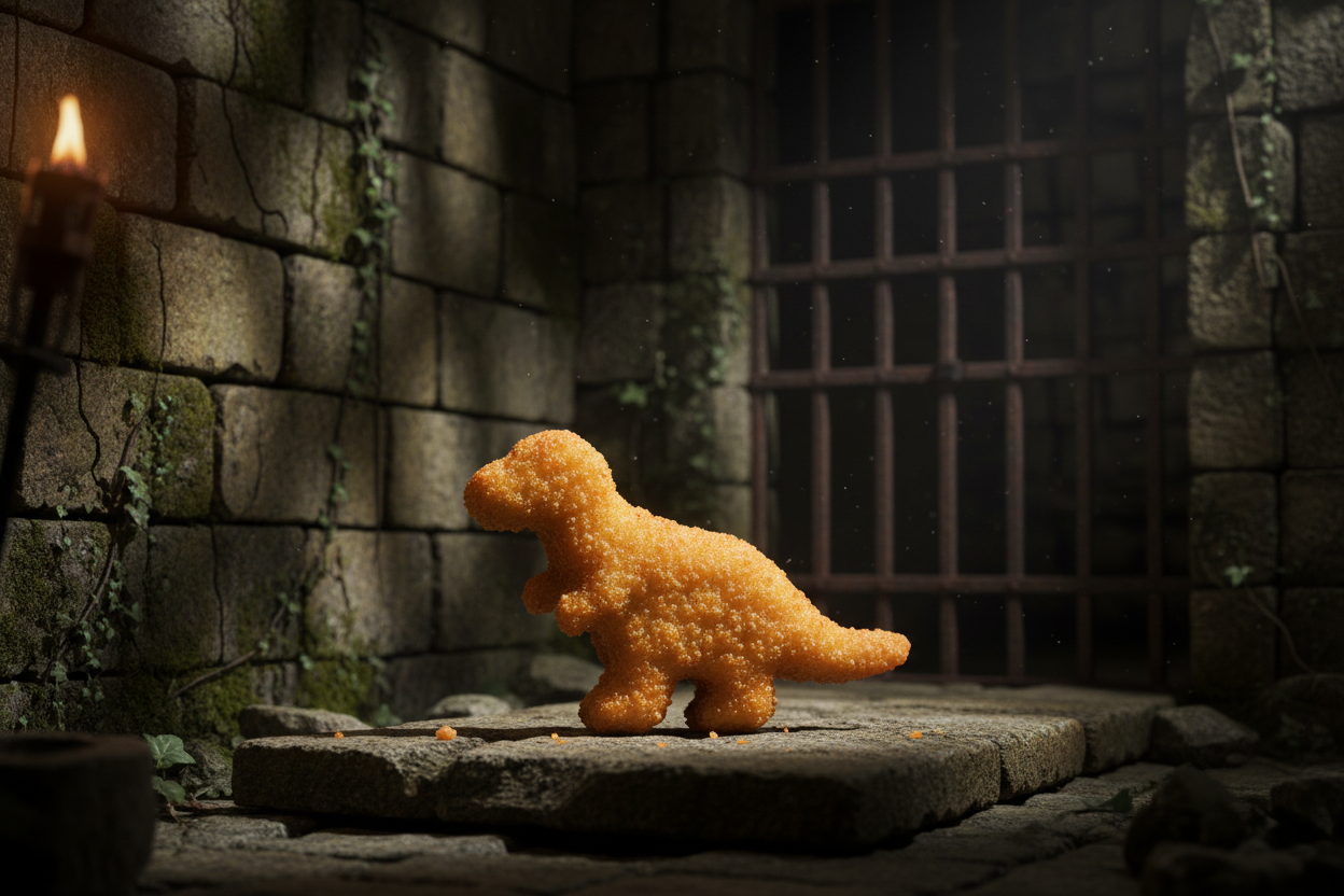 Dino nugget in a dungeon